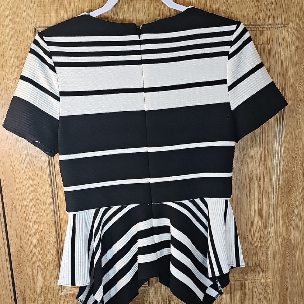 Badgley Mischka Black and White Striped Blouse - Picture 10 of 11